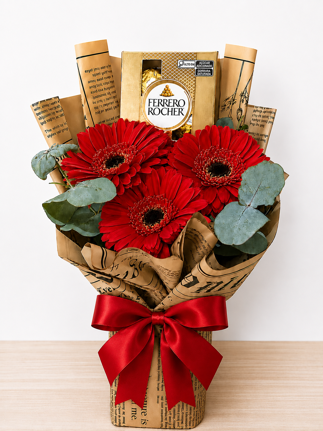 Trio de Gérberas e Ferrero