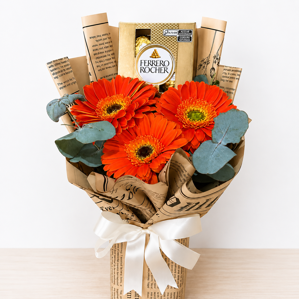Trio de Gérberas e Ferrero