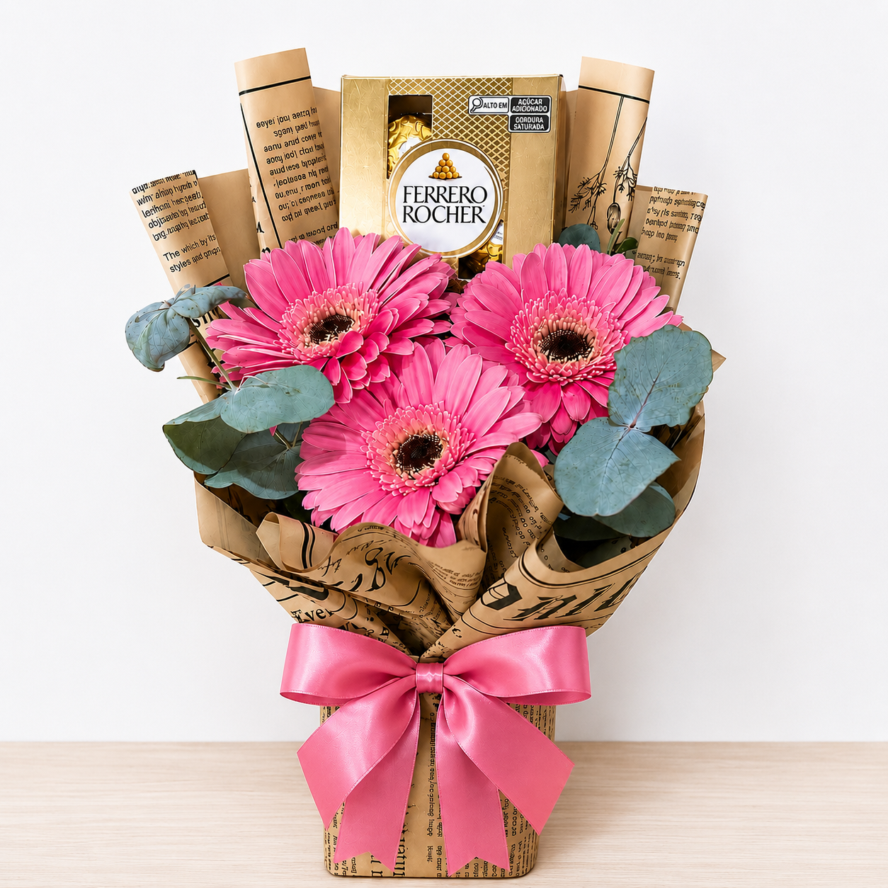Trio de Gérberas e Ferrero