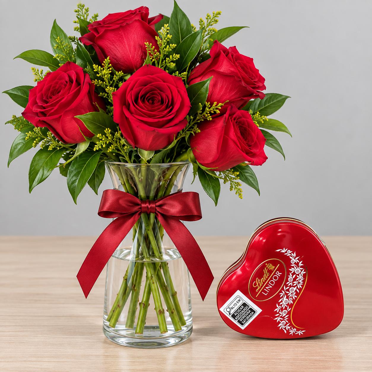 Rosas Vermelhas & Coração Lindt